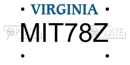 MIT78Z Virginia License Plate