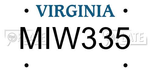 MIW335 Virginia License Plate