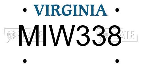 MIW338 Virginia License Plate
