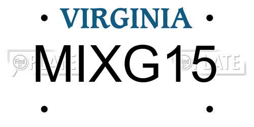 MIXG15 Virginia License Plate
