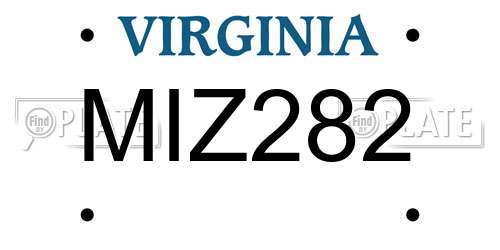 MIZ282 Virginia License Plate