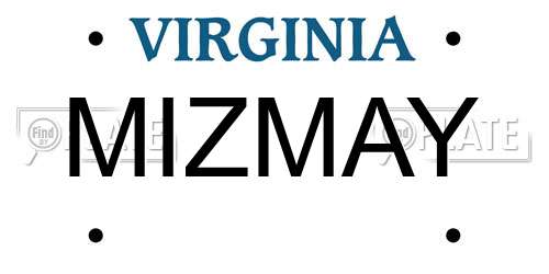 MIZMAY Virginia License Plate