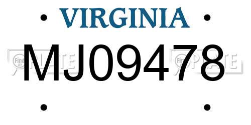 MJ09478 Virginia License Plate