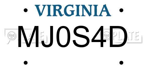 MJ0S4D Virginia License Plate