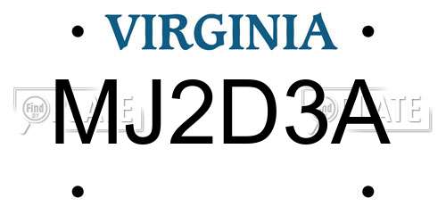 MJ2D3A Virginia License Plate