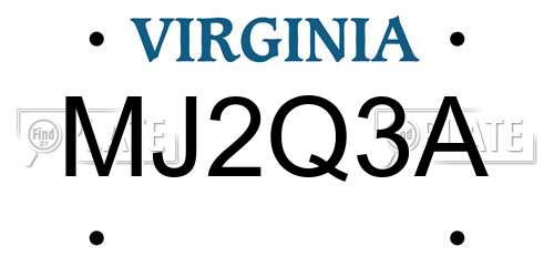 MJ2Q3A Virginia License Plate
