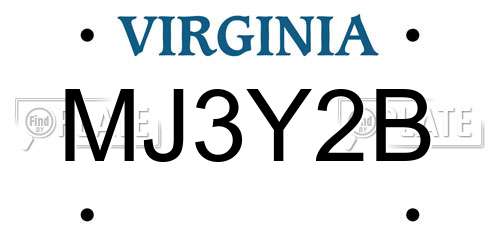 MJ3Y2B Virginia License Plate