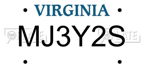 MJ3Y2S Virginia License Plate