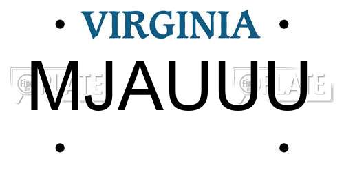 MJAUUU Virginia License Plate