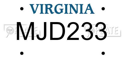 MJD233 Virginia License Plate