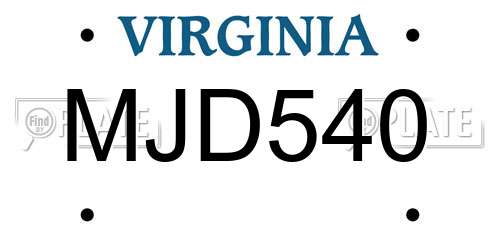 MJD540 Virginia License Plate