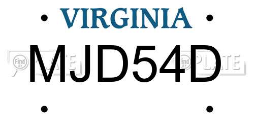 MJD54D Virginia License Plate
