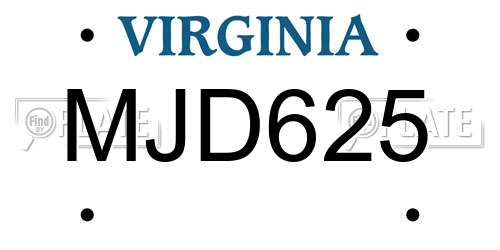 MJD625 Virginia License Plate