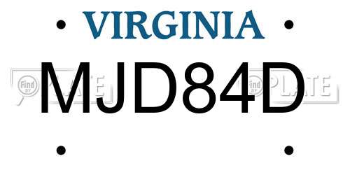 MJD84D Virginia License Plate