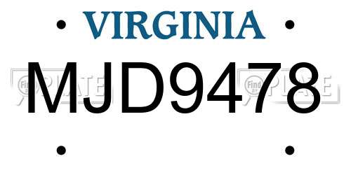 MJD9478 Virginia License Plate