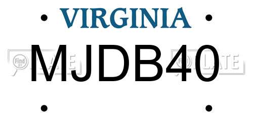 MJDB40 Virginia License Plate