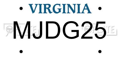 MJDG25 Virginia License Plate