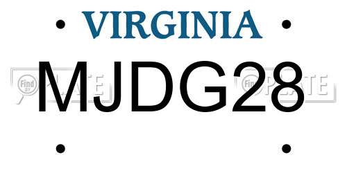 MJDG28 Virginia License Plate