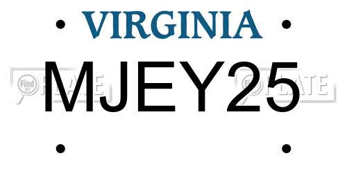 MJEY25 Virginia License Plate