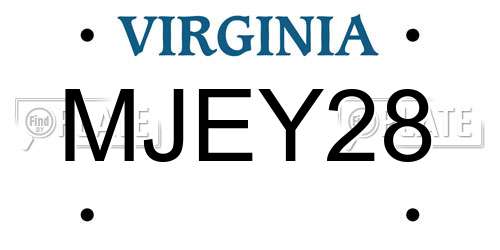 MJEY28 Virginia License Plate