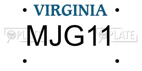MJG11 Virginia License Plate
