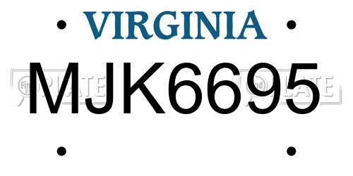 MJK6695 Virginia License Plate