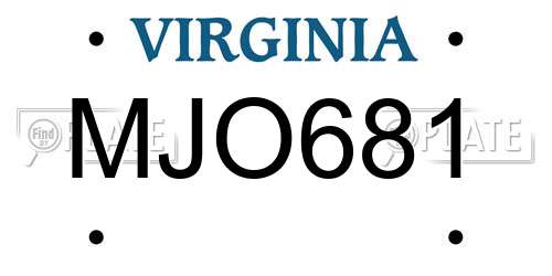 MJO681 Virginia License Plate