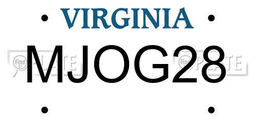 MJOG28 Virginia License Plate
