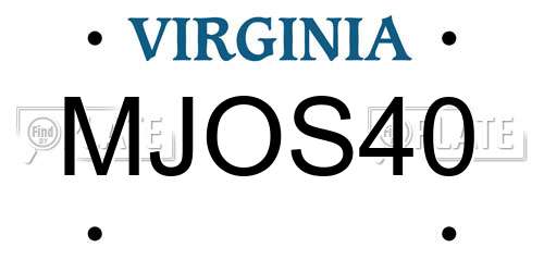 MJOS40 Virginia License Plate