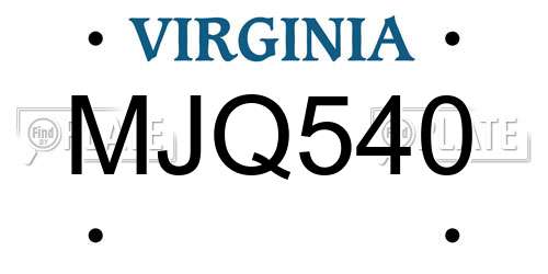 MJQ540 Virginia License Plate