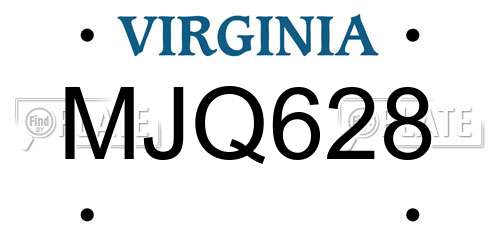 MJQ628 Virginia License Plate