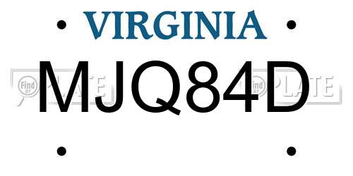 MJQ84D Virginia License Plate