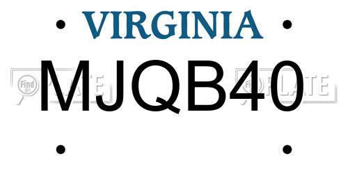MJQB40 Virginia License Plate