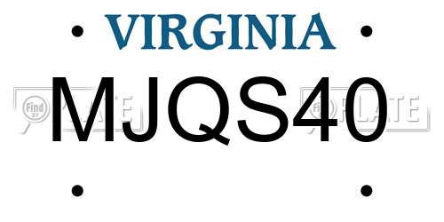 MJQS40 Virginia License Plate