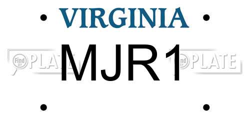 MJR1 Virginia License Plate