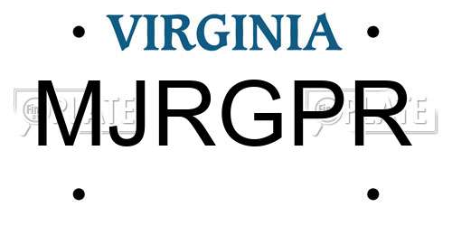 MJRGPR Virginia License Plate