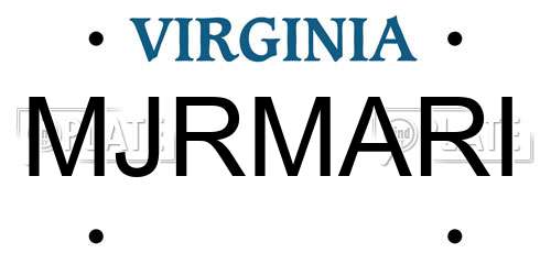 MJRMARI Virginia License Plate