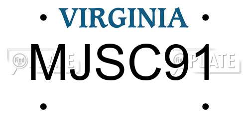 MJSC91 Virginia License Plate