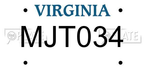 MJT034 Virginia License Plate
