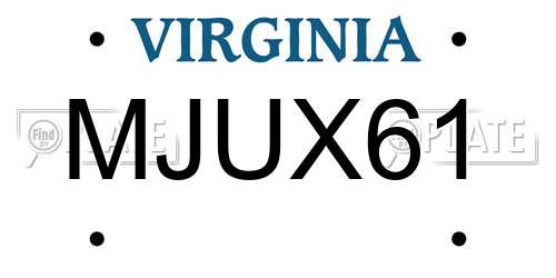 MJUX61 Virginia License Plate