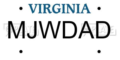 MJWDAD Virginia License Plate