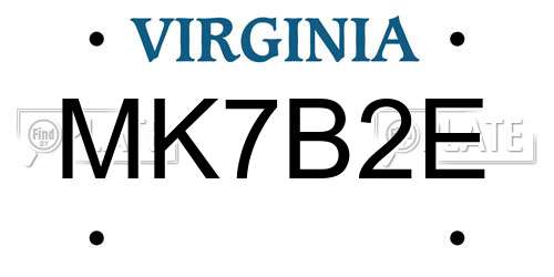 MK7B2E Virginia License Plate