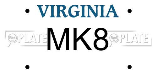 MK8 Virginia License Plate