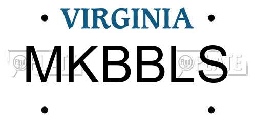 MKBBLS Virginia License Plate
