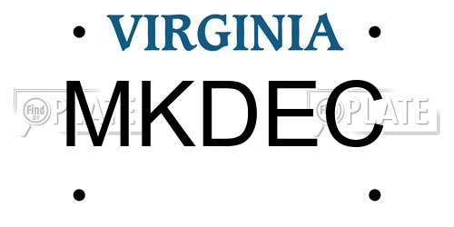 MKDEC Virginia License Plate