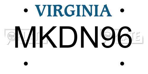 MKDN96 Virginia License Plate