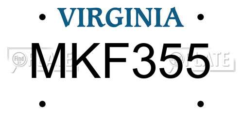 MKF355 Virginia License Plate
