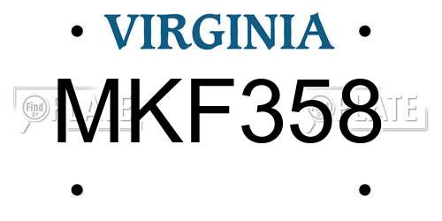 MKF358 Virginia License Plate