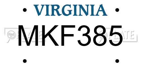 MKF385 Virginia License Plate