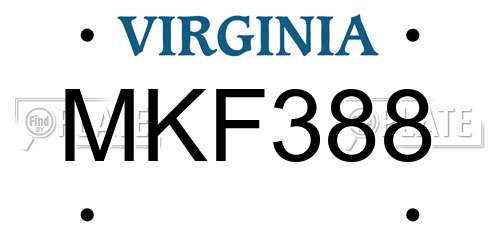 MKF388 Virginia License Plate